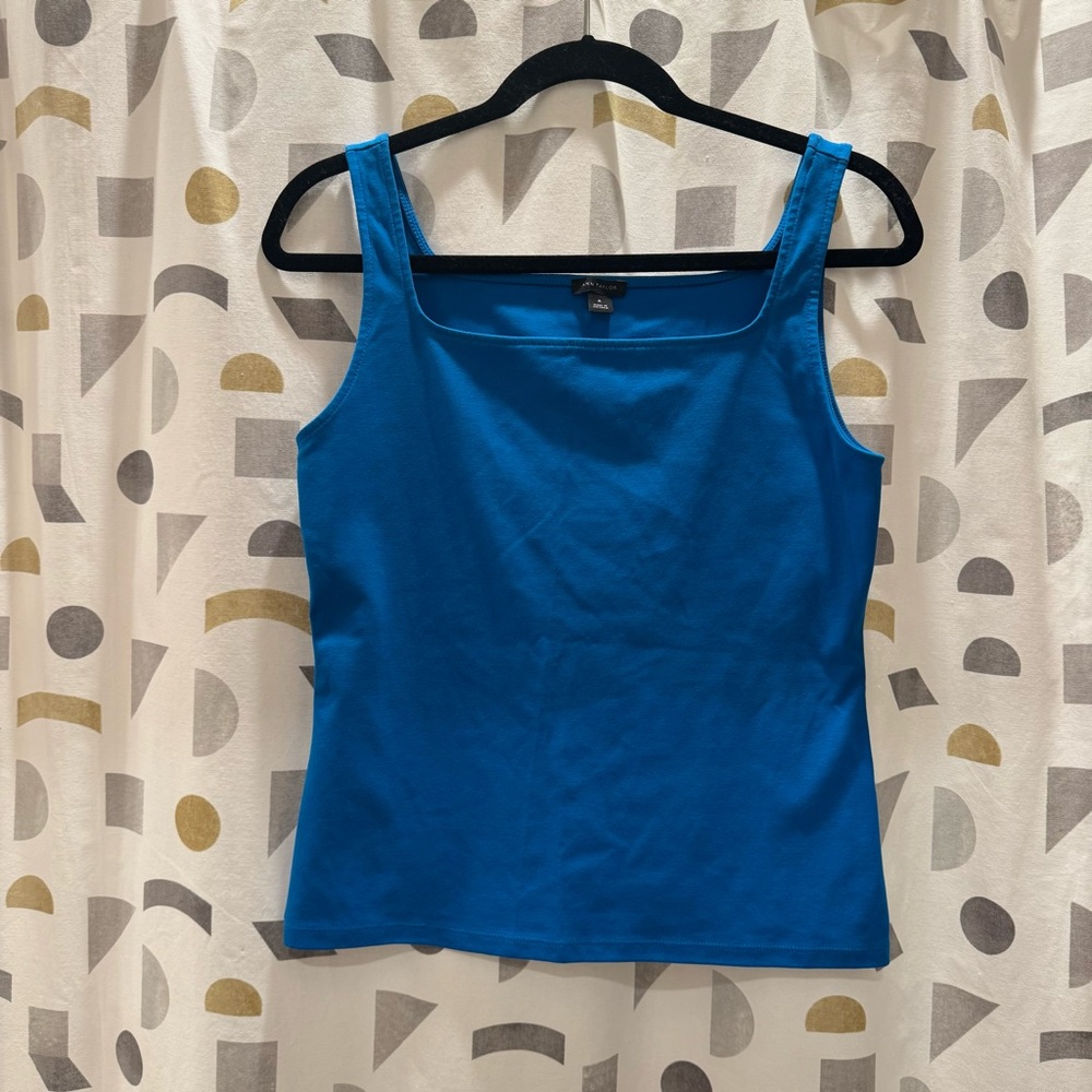 Ann Taylor Bright Blue Square Neck stretchy Tank